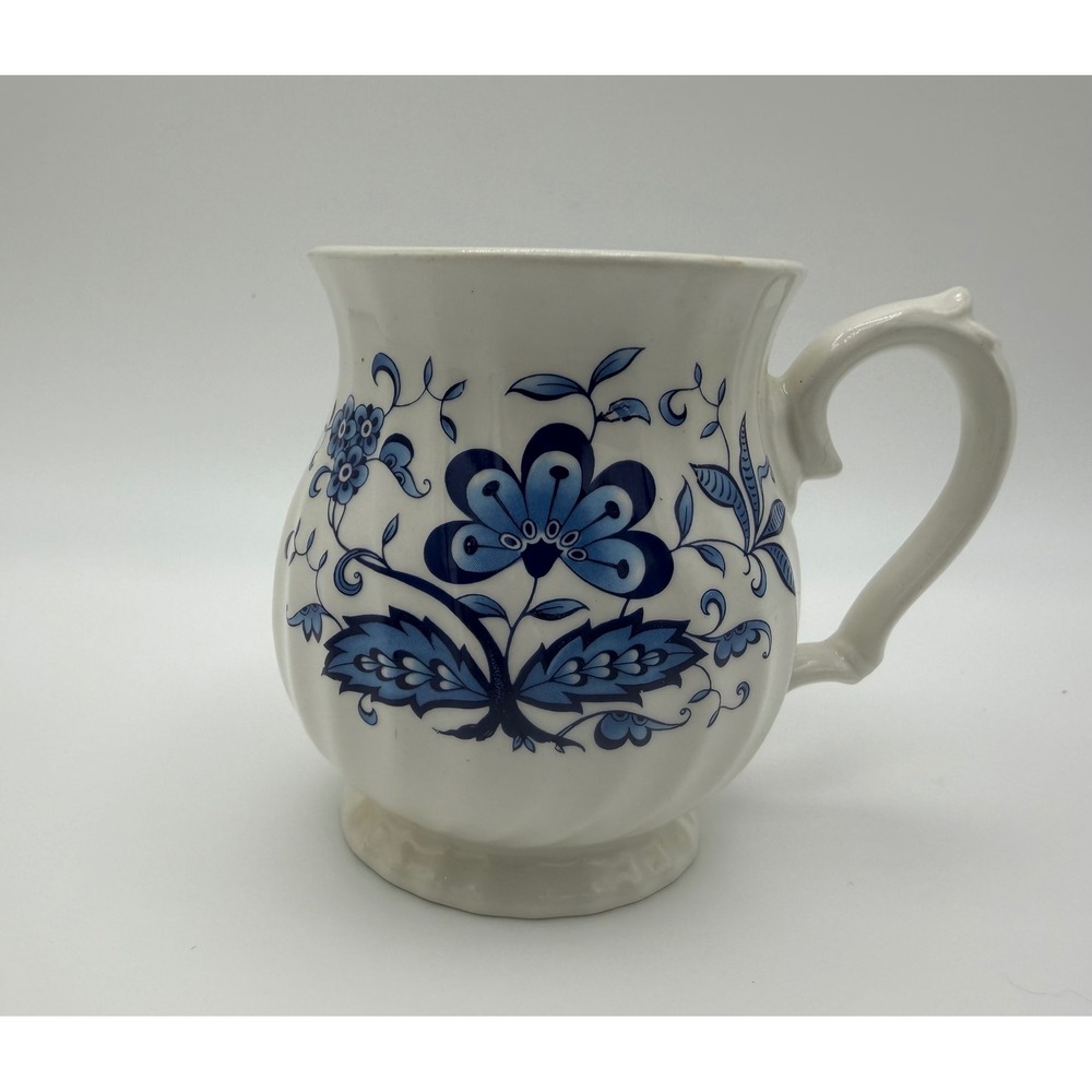 Sadler England Blue Onion Floral Ceramic Coffee‎ Mug Tea Cup Scrolled Handle 4in